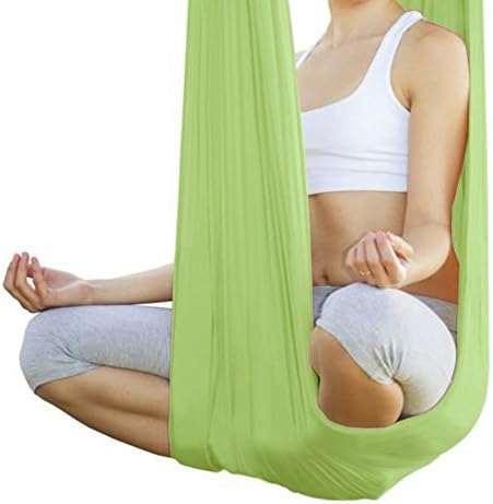 Yoga Swing/Sling/Inversion Tool,iGarden 5.5 Yard Elastic Anti-gravity Multifunctional Aerial Yoga Hammock Swing Belt (Apple Green) …