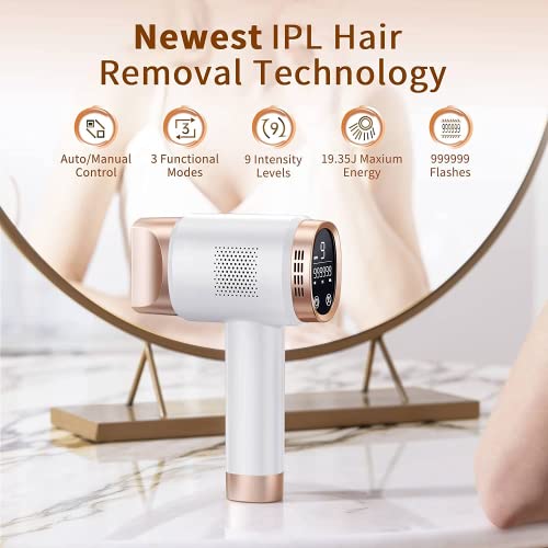 Finequin IPL Hair Removal Device for Women and Men, Upgraded Hair Reduction System, Adjustable Intensity Levels with Hair Removal Function, Full Body At-Home Salon Alternative（Green）