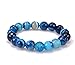 Antiquity Sian Art 3/8'' Agate Multicoloured Bead Stretch Charm Jewelry Bracelet Bangle (Blue) 7
