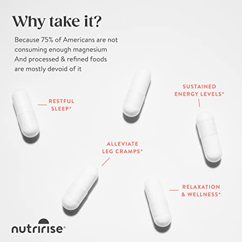 NutriRise Magnesium Bisglycinate Chelate Buffered, 95mg, Supports Calm