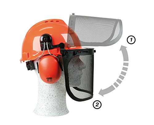 Oregon Yukon Kettensägen-Sicherheitshelm mit Gehörschutz und Netzvisier (562412), Orange, Einheitsgröße – Bild 5