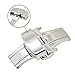 ZLIMSN Stainless Steel Butterfly Deployment Buckle Double Push Spring Bar Deployment Fashion Watch Band Clasp Color & Width Silver Rose Gold Golden Black (20mm, Silver)