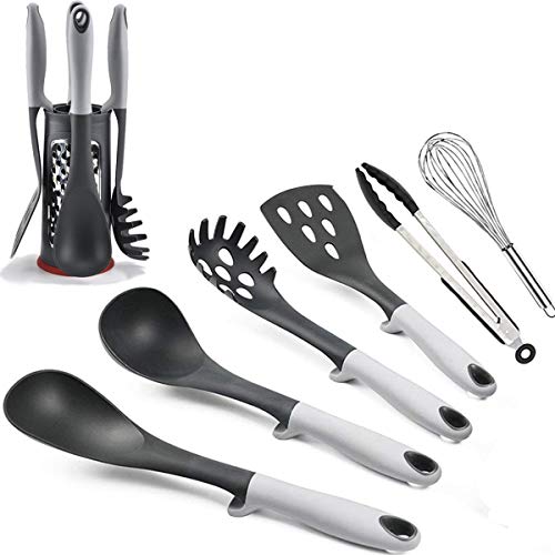 EigPluy Kitchen Utensils Set - 6 Piece Silicone Cooking Utensils Set With Holder - Heat Resistant Kitchen Gadgets Set - Nonstick Cookware Cooking Spatulas Tools