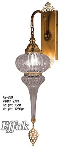 Handblown Glass on Brass Lamp 29", Wall Sconce, Turkish Lamp, Interior Design, Dining Room Lighting, Decorative Lights, Moroccan, Marrakesh, Lantern