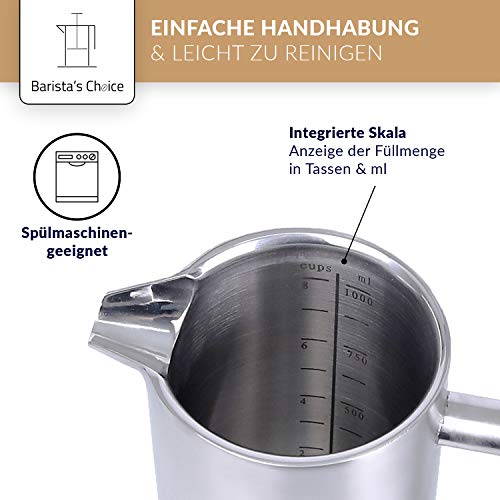 Barista's Choice French Press (max. 1 Liter) - hochwertiger Kaffeebereiter aus Edelstahl im edlen Design… – Bild 5