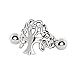 Tree of Life Cartilage with Spiral Leaf Ear Cuff Earring 316L Stainless Steel Size 16GA 1/2