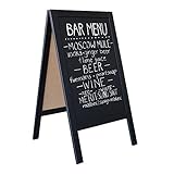 Wooden A-Frame Sign with Eraser & Chalk - 40 x 20 Inches Magnetic Sidewalk Chalkboard - Sturdy Freestanding Black Sandwich Board Menu Display for Restaurant, Business or Wedding