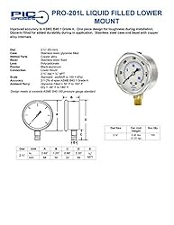 PIC Gauges PRO-201L-254CF 30-0-150 PSI Pressure