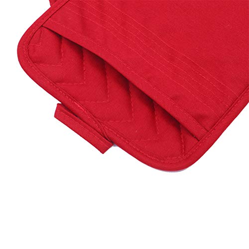 Anyi Oven Pot Holders with Pocket, 100% Cotton Potholders Set with Feature of Heat Resistant Non Slip Kitchen Hot Pad for Cooking Baking, 3-Pack, Red - Thumbnail 6