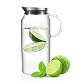 Samadoyo Glass Water Pitcher with Stainless Steel Lid and Built-In Fruit Strainer for Flavorful Infusions 1.3L (44 oz)