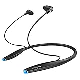 ZEALOT H7 Wireless Bluetooth Headphones with Neckband, Noise Cancelling Mic, Tangle Free Cable, 3 Sizes of Sweatproof Magnetic Earbuds, Mesh Bag, Black