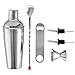 FineDine Expert Cocktail Shaker Home Bar Tool Set Stainless Steel Bar Set with Shaking Tin, Bar Spoon, Double Jigger, 2 Stainless Steel Bottle Pourers, Tapered Spout, and Flat Bottle Opener (6 Piece)