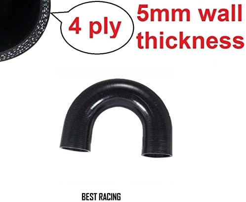Black 2.25"(2 1/4) 180 Degree Elbow Silicone Hose Pipe 57mm U Shape Coupler