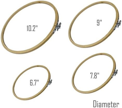Unboun 4 Pieces Embroidery Hoop Set Bamboo Circle Cross Stitch Hoop Ring For Art Craft Handy Sewing