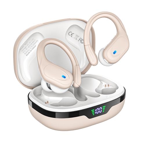 Photo 1 of HAOYUYAN Wireless Earbuds, Sports Bluetooth Headphones, 80Hrs Playtime Ear Buds with LED Power Display, Noise Canceling Headset, IPX7 Waterproof Earphones for Workout/Running (Camel)