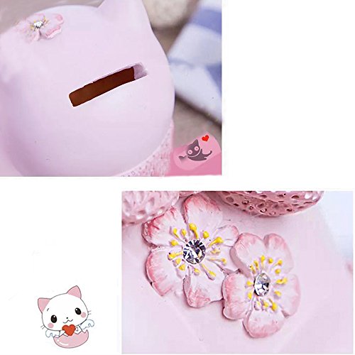 ElecNova Cute Pink Maneki-neko Lucky Cat Piggy Bank Home Decor Ornament Gift for Girls