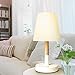 tomons Bedside Lamp, Kids Room LED Small Nightstand Table Lamp Dresser Light, Fabric Shade Solid Wood Desk Lamp for Bedroom Living Room, Dorm, Coffee Table,Bedroom,Girls Room, Office
