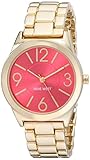 Nine West Women's NW/1662PKGB Pink Sunray Dial Gold-Tone Bracelet Watch