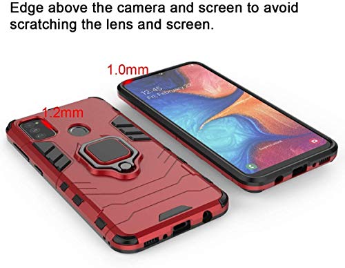 SHINESTAR Samsung M21 / M30s Case | Dual Layer Hybrid Armor Shockproof with Ring Grip Kickstand Case Cover for Samsung G