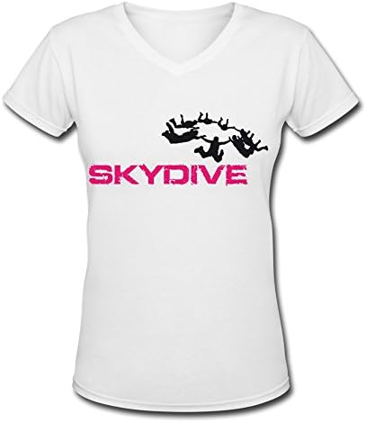 Skydive T Shirts,Bikinovety Fashion T Shirt,V-neck Shirts For Women,White