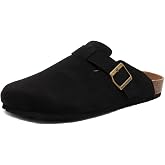 Nautica Men&rsquo;s Clog Mule Sandals, Slip On Comfort Shoes with Adjustable Buckle, Vegan Suede Upper, Cork Footbed, Arch Support for Everyday Wear