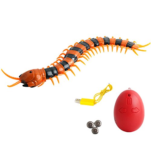 Flykee Funny Simulation Infrared RC Remote Control Scary Creepy Insect Cockroach Toys (Yellow,Centipede)