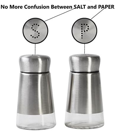 Salt and Pepper Shaker , Features an “S” for Salt and “P” for Pepper with Adjustable Coarseness Mills, Easy to Refill Grinders Set Of 2