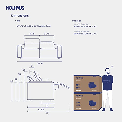 Nouhaus Power Sofa Electric Couch. Modern Couch, Living Room Couch, Bedroom Couch, Gaming