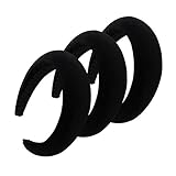 QtGirl 3 Pcs Womens Black Wide Thick Headbands Padded 1.6