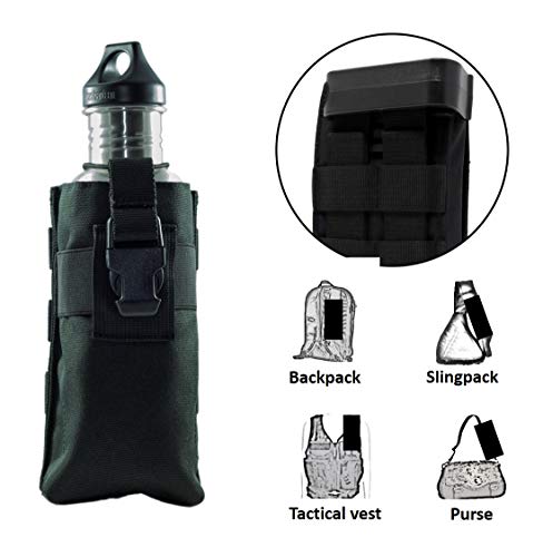 Clakit Water Bottle StrapPack (Black), Backpack Shoulder Strap Pocket, Fits Bottle up to 3.25" Wide - Thumbnail 5
