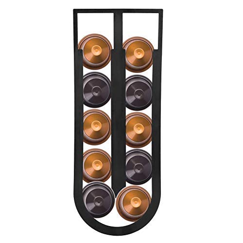 Coffee Capsule Storage Holder for Coffee Pods Shelf Holder Rack Black Adhesive Wall Mounted Dispensing Tower Stand for Cafe Home Restaurant (1.2oz)