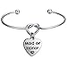 FEELMEM Bridesmaid Jewelry Bridesmaid Gifts- Simple Love Knot with Heart-shaped Engraved Message Charm Bangle Bracelet- Personalized Wedding Wishes Gift for women Girl(Maid of Honor)