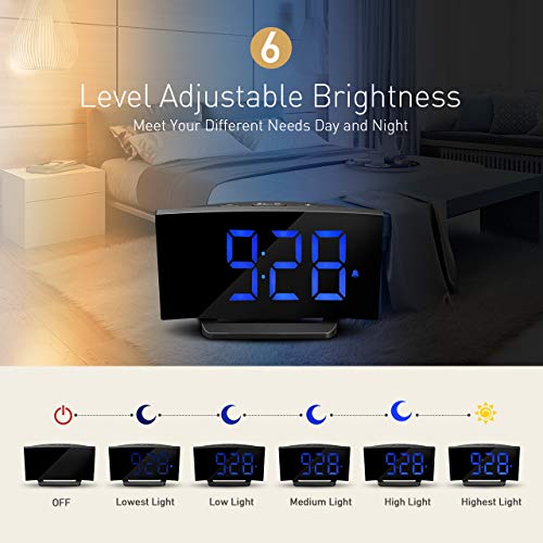image for TOPELEK Alarm Clock, Digital 5'' LED Curved Screen Alarm Clock with Di