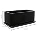 MyGift 10 inch Rectangular Modern Minimalist Glazed Black Ceramic Succulent Planter Pot/Window Box Container with Saucer and Drainage Holes