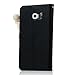 (Not for S6) Samsung S6 Edge Case- Mavis's Diary 3D Handmade Bling Crystal LOVE Heart Pendant Sparkle Glitter Rhinestone Diamond Flowers PU Leather Wallet Type with Magnetic Clasp Credit Card Holder Design Folio Case Cover for Samsung Galaxy S6 Edge with Soft Clean Cloth (Black)