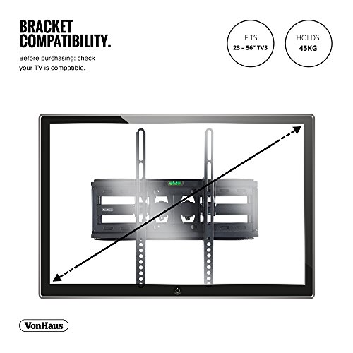 VonHaus-Double-Arm-Articulating-Cantilever-TV-Bracket-Wall-Mount-with-Tilt-for-23-56-LCD-LED-Plasma-Flat-Panels-Heavy-Gage-Reinforced-Steel-Strong-100lbs-Weight-Capacity