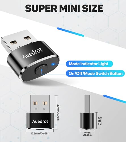 USB Mouse Mover with Switch Button, Automatic Mini Mouse Shaker with 2 Jiggle Modes, Driver-Free, Plug & Play, Keep Computer/Laptop Awake, USB-C Adapter, Black