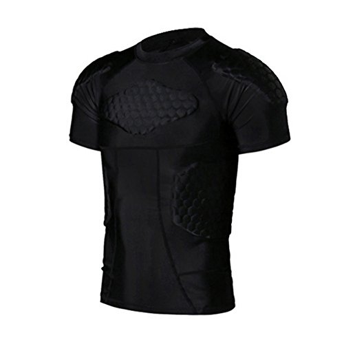 Sizet Men/Boys Impact Padded/Sports Shirt Compression Protective Shoulder Rib Chest Body for Sports(Basketball Football Paintball Soccer Hockey Rugby Cycling )