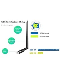 Golvery   Adaptador de WiFi USB de doble correa de 1200 Mbps, AC1200 2,4 GHz + 5 GHz, ultra velocidad 802.11ac inalámbrico USB 3.0 con antena de 5 dBi, compatible con Windows XP Vista 7 8 8.1 10 Linux Mac OS