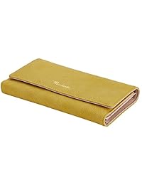 Travelambo billetera de cuero sintético con sistema de bloqueo RFID, tarjetero con cierre para mujer