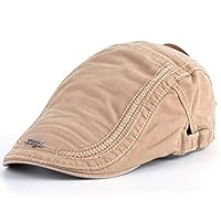 HSRT Mens Cotton Embroidery Painter Berets Caps Casual Outdoor Visor Forward Hat Khaki