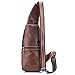 CHARMINER Men Sling Bag, Genuine Leather Chest Shoulder Messenger Bag Casual Crossbody Bag Daypacks Brown M