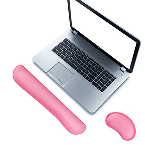 Poualss Memory Foam Set Keyboard and Mouse Wrist Pad Rest,Cushion Support for Office,Gaming,Computer,Laptop and Mac,Pain Relief& Easy Typing,Pink Wrist Rests (Pink, 5.51)