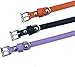 PUPTECK 2 PCS Soft Genuine Leather Cat Kitten Collar with Bells Adjustable for Girl Boy Cats Puppy - Black, Khaki