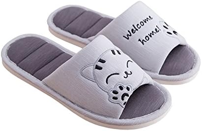 Women's Cute Cat Sweet Love Soft Indoor Slippers Open Toe Cotton Slip on Home Shoes House Couple Slippers