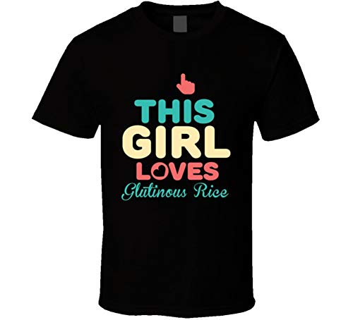 This Girl Loves Glutinous Rice Fun Retro Favorite Food T Shirt M Black