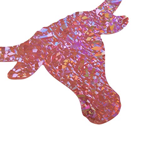 Pink Longhorns Texas Cow Head 2.5"x5" Glitter Holographic Hologram 2X Decals Decal Vinyl Sticker for Laptop Notebook Tablet Fridge Book
