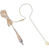 XGWTH Headset Microphone Single Ear Earset Headworn Over Ear Hanging Condenser Omnidirectional Mic Compatible with Sennheiser Wireless System Bodypack Transmitter 1.2m Cable 3.5mm Female Screw Plug