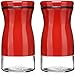 Salt and Pepper Shakers Set with Adjustable Pour Holes by CHEFVANTAGE - Red