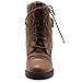 Ollio Women Shoe Lace Up Back Buckled Stacked Heel Ankle Boots